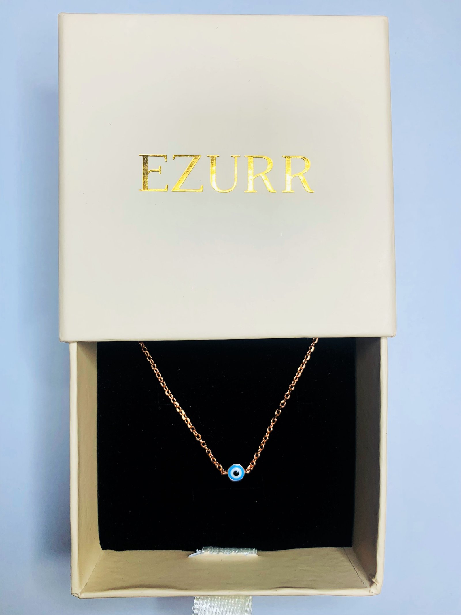 Sky Blue Evil Eye Bracelet (Pure Silver) - Rose Gold